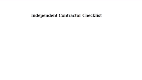 Employee vs. Independent Contractor Checklist